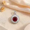 Acessórios para Joias DIY Transfronteiriços Coloridos Redondos de Cobre Microincrustados com Zircônia Pingente de Colar Exquisitos Simples Acessórios de Alto Padrão