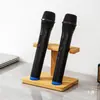 Soporte de Exhibición para Micrófono Soporte para Micrófono KTV Estante de Almacenamiento de Escritorio para el Hogar Base de Madera de Bambú Soporte Vertical