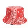 Sombrero de Pescador Estampado de Flores de Anacardo Trendy Europeo y Americano para Mujer Estilo Étnico Estilo Coreano de Doble Cara Retro Sombrero Cubeta Parasol Al Por Mayor