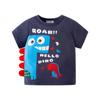 Camiseta de Verano de Manga Corta para Niños Bt Be Top Dinosaurio de Dibujos Animados Algodón Puro Niños Manga Media Cuello Redondo Estilo Coreano Ropa para Niños al por Mayor
