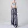 Pantalones de chándal de trabajo con pajarita para mujer 2026 Nuevo Verano Cintura Alta Casual Cordón Uso Bidireccional Estilo Americano Rectos Pierna Ancha
