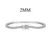 Pulsera de plata de ley S925 de comercio exterior transfronterizo, cadena de tenis de 2 mm con incrustaciones de circonita de una sola fila y diamantes completos, venta al por mayor de alta calidad