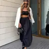 Calça Harem de Algodão Puro Transfronteiriça Moda de Rua Europeia e Americana Outono 2025 Casual Preguiçosa de Perna Larga Longa Calça Harem Solta para Mulheres