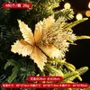 Decoraciones navideñas transfronterizas, ramas de flores rojas artificiales, adornos para árbol de Navidad, flores de terciopelo, decoraciones para ambiente de fiesta