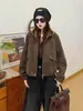 Chaqueta de Ante con Capucha y Parches para Mujer, Estilo Corto, Nuevo Modelo Otoño 2026, Marrón Maillard, Chaqueta Holgada Casual para Mujer
