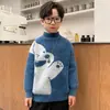 Ropa Nueva de Otoño e Invierno para Niños Suéter de Dibujos Animados de Cuello Medio para Niños Mayores Cálido de Terciopelo de Visón Sintético Venta al por Mayor Transfronteriza Moderno