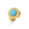 Anillo abierto de acero inoxidable turquesa para mujer, estilo europeo y americano, con diseño de mano de acero de titanio y diamantes retro transfronterizos.