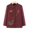 Ropa de primavera y otoño para mujeres de mediana edad y mayores, chaqueta bordada de abuela, nueva moda femenina 2026, ropa para personas mayores de 70 años, top grueso estilo Tang