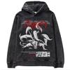Sudadera con capucha holgada de gran tamaño con estampado de batik lavado de Naruto de animación clásica japonesa de otoño e invierno