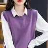 Fabricante de chaleco estilo coreano de cuello redondo, top sin mangas, adecuado para otoño e invierno, corte holgado, estilo nuevo, prenda exterior para mujer, suministro directo al por mayor, beige