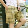 Pantalones cortos casuales de comercio exterior transfronterizo para hombre, holgados, de cinco puntos, de verano, para uso exterior, para playa y hogar, a cuadros