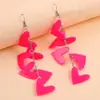 Pendientes Europeos y Americanos Exagerados Elegantes con Borlas de Color Contrastante Pendientes Largos de Corazón de Acrílico Pendientes de Diseño Pendientes para Mujer