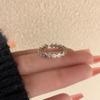 Anillo Abierto de Lujo Ligero Exquisito Anillo de Diamante Panal Diseño para Mujer Nicho Moda de Gama Alta Personalidad Ajustable