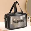 Bolsa de cosméticos Tiktok para mujer, portátil, impermeable, de gran capacidad, para viaje, con separación de humedad y sequedad, transparente