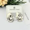 Aretes geométricos de acero inoxidable, broqueles dorados simples y elegantes, aretes colgantes versátiles a rayas estilo ins, joyería geométrica