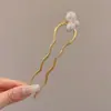 Exquisita y Lujosa Horquilla de Aleación en Forma de U para Fijar y Peinar el Cabello, Horquilla de Perlas y Pedrería para Mujeres