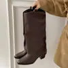 Botas Marrones Estilo Británico Tacón Grueso Punta Fina Botas Largas para Mujer 2026 Nuevo Otoño Alargadoras Adelgazantes Botas para Piernas Largas