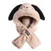 Chapéu e Cachecol Protetor de Pelúcia com Orelhas de Cachorro Fofas, Tudo-em-Um, Chapéu Lei Feng para Mulheres no Outono e Inverno, Rosto Pequeno e Conjunto Quente de Duas Peças