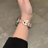 Adecuado para Correa de Apple S1011 Watch, Nuevo Color Otoño e Invierno Bloqueo de Color Patrón de Cuero Manzana Cachorro Rojo Arroz Combinación456 Pulsera
