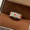 Anel de Margarida de Ágata Azul Estilo Buccellati Design de Nicho Alto Padrão Versátil Exquisito Vintage Anel para Dedo Indicador Homens