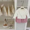 ¡LeEn bebéSúper Lindo! Conjunto Original de Sudadera con Capucha de Lunares Linda para Niñas y Pantalones de Pana Estilo Linterna