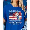 Código Europeu Transfronteiriço Camiseta Floral do 250º Aniversário da Independência Americana E-commerce Transfronteiriço Feminina Patriótica