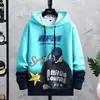 Sudadera con capucha para hombre de primavera y otoño, corte holgado casual, camiseta de manga larga con estampado de color degradado, top casual versátil para estudiantes