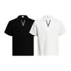 Camisa Polo de Manga Corta con Cuello en V y Parches a Cuadros para Hombre, Nueva Camiseta Top de Golf Intelectual para Commuter Primavera/Verano para Mujer, Moderna