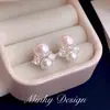 Brincos de Zircônia Pérola Rosa Suave Franceses para Mulheres 2025 Novo Design de Nicho Brincos de Luxo Acessível Brincos de Alta Qualidade