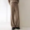 Calça Feminina de Caxemira Wide Leg 2026 Outono/Inverno Nova Calça de Tricô Reta com Cintura Alta e Caimento Consinee