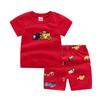 Ropa de estar para niñas y niños de manga corta, nuevo éxito de ventas transfronterizo, conjuntos infantiles con temática de camión de bomberos para niños pequeños y medianos