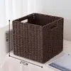 Caixa de Armazenamento Estilo Japonês, Cesta de Armazenamento para Sala de Estar e Quarto, Cesta de Armazenamento de Palha e Rattan Sintéticos, Cesta de Armazenamento para Armário de Casa