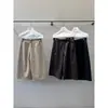 Pantalones Cortos Casuales de Cuero PU de Cintura Alta de Tres Cuartos para Mujer NEIHE 2026 Otoño, Corte Recto Simple y Fluido 260080