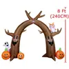 Arco Inflable de Árbol Muerto de Halloween de 2.4 Metros con Decoraciones de Fantasma, Búho y Calabaza para Decoración LED en Jardín Exterior