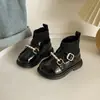 Zapatos para niñas, botines cortos estilo Martin para niños, nuevos botines calcetín otoño 2026 primavera/otoño, elegantes botas de cuero de princesa para niños pequeños