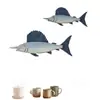 Decoración de Pared Tridimensional con Forma de Pez Estilo Mediterráneo, Decoración de Pared para Entrada y Sala de Estar, Adorno Colgante de Pez Temático del Océano, Colgante de Pared para el Hogar