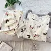 Pijama Dulce de Dibujos Animados Transfronterizo para Mujer Xia Yunduo Algodón Manga Corta Pantalones Cortos Niñas Cuello Redondo Se Puede Usar Fuera de Casa Conjunto de Ropa para el Hogar