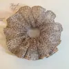 Novo Scrunchie de Malha Floral Grande para Mulheres, Acessório de Cabelo de Luxo para o Verão, Elástico de Cabelo Estilo Preguiçoso Retrô