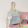 Bolsa de mão estilo japonês para mulheres com grande capacidade, festa estudantil, bolsa de ombro e transversal de uso duplo, bolsa fofa de bebê Baji millet