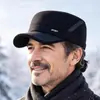Sombrero para hombres de mediana edad y ancianos, sombrero de invierno tipo gorra plana para papá, sombrero de algodón cálido y grueso a prueba de frío para exteriores, abuelo, hombre mayor