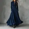 Sitio de Moda Independiente Transfronterizo Europeo y Americano 2025 Estilo Retro Francés Gamuza Sintética Ribete de Encaje Patchwork Camisa Vestido Largo