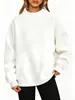 Suéter de Lã Casual Estilo Moda Outono e Inverno 2024 Transfronteiriço para Mulheres, Moletom Feminino Espesso com Gola Alta Parcial e Caimento Solto