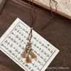 Collar Trenzado de Cuerda con Perlas de Piedra Natural para Mujer, Cadena para Clavícula de Piedra Ojo de Tigre Estilo Chino Nuevo Vintage, Accesorio Largo Colgante para el Cuello con Manchas