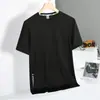 Camiseta de manga curta masculina verão fina respirável malha de sensação fresca gola redonda camiseta masculina verão esportes roupas de secagem rápida