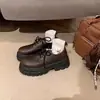 Versão em Couro da Little Martin~ Sapatos Derby Casuais de Couro com Cadarço e Solado Grosso para Aumentar a Altura para Mulheres, Mocassins de Couro Genuíno