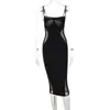 Estilo europeu e americano 2024 primavera produtos de comércio exterior novo malha costura cor sólida peito justo vestido comércio exterior atacado feminino