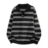 Venta caliente transfronteriza Marca de moda Suéter de punto a rayas con cuello Henley venta directa de fábrica de prendas de punto para hombre