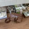 Bolsa de Mão Estampa de Leopardo Outono/Inverno 2025 Novo Estilo Coreano Mini Cor Contrastante Costura Bolsa de Ombro Único Transversal Bolsa de Maquiagem para Mulheres