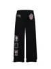 Calça moletom casual feminina estilo rua americana, estampa cruzada, novo modelo verão 2026, modelagem solta, calça pantalona reta moderna