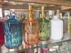 Botella de Vidrio Transparente Rombo de 400 ml para Desinfectante de Manos, Cosméticos, Loción con Dosificador, Gel de Ducha